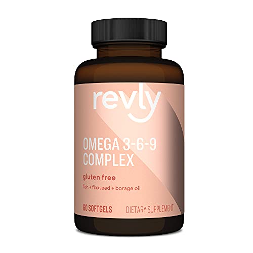 Amazon Brand – Revly Omega 3-6-9 Complex of Fish, Flaxseed and Borage Oil – EPA & DHA Omega-3 fatty acids – 60 Softgels, 2 Month Supply