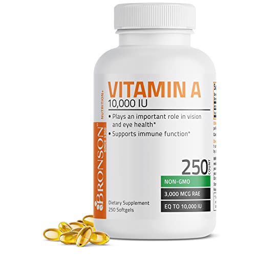 Bronson Vitamin A 10,000 IU Premium Non-GMO Formula Supports Healthy Vision & Immune System and Healthy Growth & Reproduction, 250 Softgels