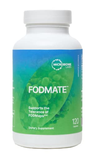 Microbiome Labs Fodmate – Digestive Enzyme Blend with Lactase + Alpha Galactosidase – Multi Enzyme Supplement to Support Occasional Bloating Relief & FODMAP Digestion (120 Count)