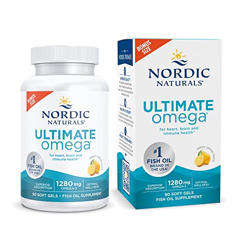 Nordic Naturals Ultimate Omega, Lemon Flavor – 90 Soft Gels – 1280 mg Omega-3 – High-Potency Omega-3 Fish Oil Supplement with EPA & DHA – Promotes Brain & Heart Health – Non-GMO – 45 Servings