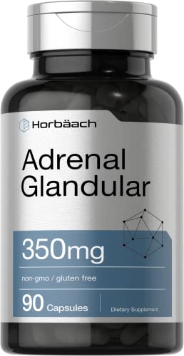 Raw Adrenal Glandular | 350 mg | 90 Capsules | Non-GMO, Gluten Free Supplement | by Horbaach