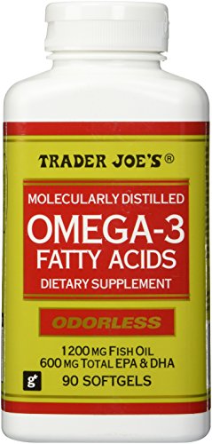 Trader Joe’s Omega-3 Fatty Acids 1200mg Fish Oil, 90softgels, Odorless, 90 count