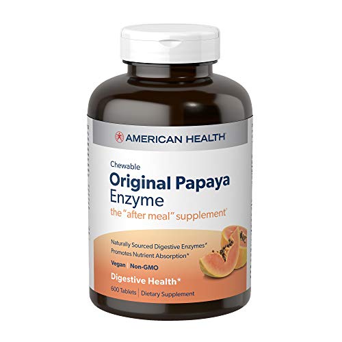 American Health Original Papaya Digestive Enzyme Chewable Tablets – Promotes Nutrient Absorption and Helps Digestion – 600 Count (200 Total Servings)