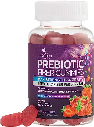 Fiber Gummies for Adults, Daily Prebiotic Fiber Supplement & Digestive Health Support – Supports Regularity & Daily Digestive Health, Nature’s Plant Based Fiber, Non-GMO, Berry Flavor – 60 Gummies