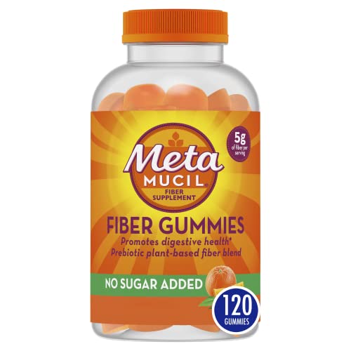 Metamucil Fiber Supplement Gummies, Sugar Free Orange Flavor, 5g Prebiotic Plant Based Fiber Blend, 120 Count