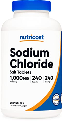 Nutricost Sodium Chloride 1000mg, 240 Tablets – Salt Tablets, Non-GMO, Gluten Free