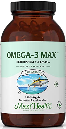 Omega 3 Supplement – Omega-3 Fish Oil Concentrate – Higher Potency Source of EPA/DHA Fatty Acids – Heart, Brain & Joint Health – Kosher Certified Wild Caught Marine Fish – 180 Softgels