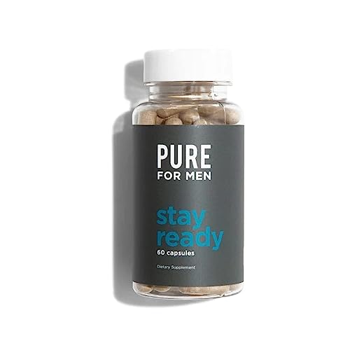 Pure for Men Stay Ready Fiber Supplement, 60 Vegan Capsules | Supports Daily Digestive Cleanliness and Regularity | Psyllium Husk, Aloe Vera, Chia Seeds, Flaxseeds | Proprietary Formula