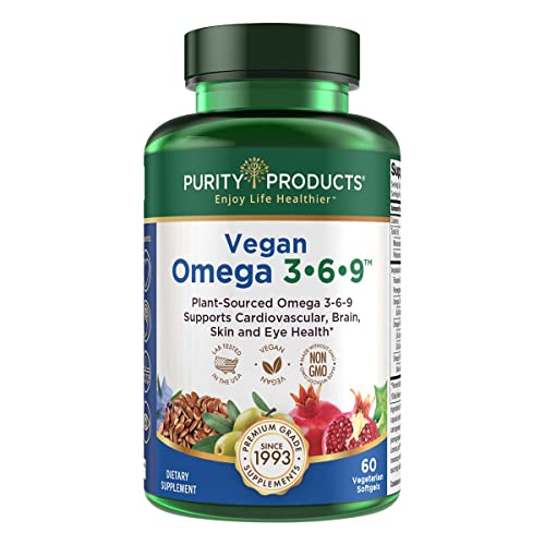 Purity Products Omega 3-6-9 Vegan and Vegetarian Omega Formula – “5 in 1” Essential Fatty Acid Complex – Scientifically Formulated Plant-Based Omega 3 6 9 Essential Fatty Acids (EFA) – from (60)