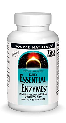 Source Naturals Essential Enzymes 500mg Bio-Aligned Multiple Enzyme Supplement Herbal Defense for Digestion, Gas, Constipation & Bloating Relief – Supports Immune System – 60 Vegetarian Capsules