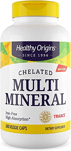 Healthy Origins Chelated Multi Mineral – Chelated Trace Minerals Supplement with Selenium, Iodine, Magnesium & More – Gluten-Free Supplement with Albion Minerals – 240 Veggie Capsules