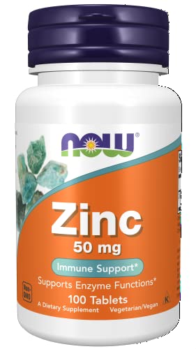 NOW Supplements, Zinc (Zinc Gluconate) 50 mg, Supports Enzyme Functions*, Immune Support*, 100 Tablets