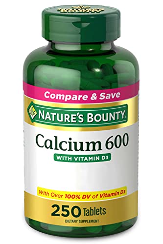 Nature’s Bounty Calcium Carbonate & Vitamin D, Supports Immune Health & Bone Health, 600mg Calcium & 800IU Vitamin D3, 250 Tablets