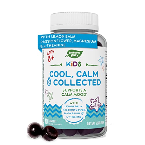 Nature’s Way Kids Cool, Calm & Collected, Ages 8+, Grape Flavored, 40 Vegetarian Gummies