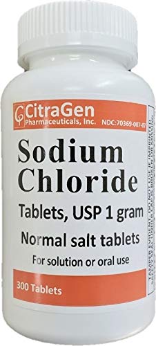 Sodium Chloride Tablets 1 gm, USP Normal Salt Tablets – 300 Tablets (1 Pack of 300 Tablets) by CitraGen Pharmaceuticals, Inc.