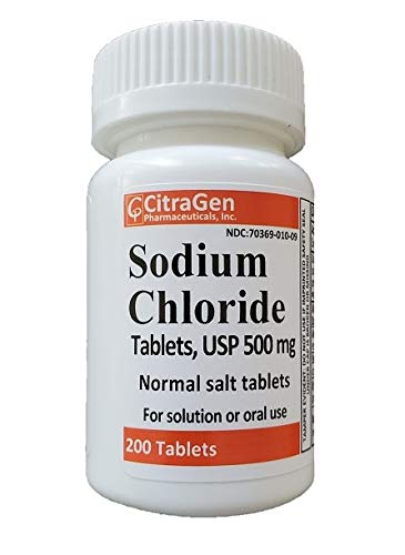 Sodium Chloride Tablets 500 mg (0.5 Gram), USP Normal Salt Tablets – 200 Tablets by CitraGen Pharmaceuticals, Inc.